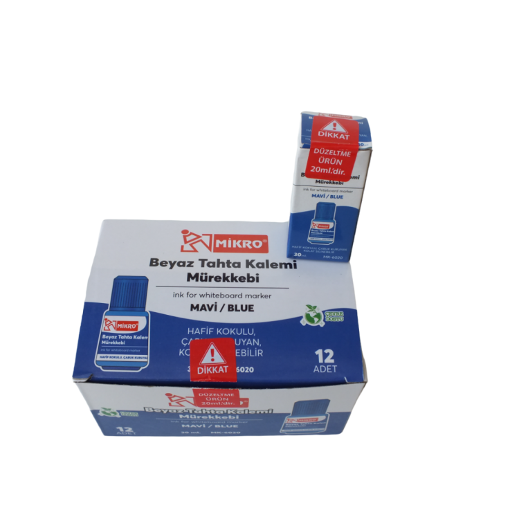 MİKRO MK-6020 MAVİ TAHTAKALEMİ MÜREKKEBİ 20ML (BOX12) *K