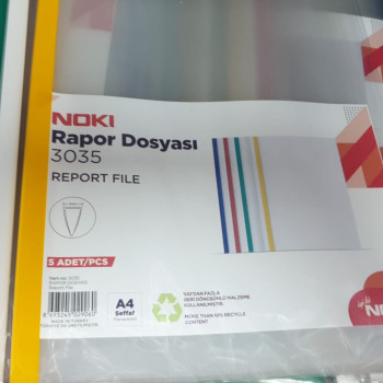 NOKİ 3035 SIKIŞTIRMALI A4 RAPOR DOSYASI 5Lİ *K #2 NOKİ 3035 SIKIŞTIRMALI A4 RAPOR DOSYASI 5Lİ *K #2