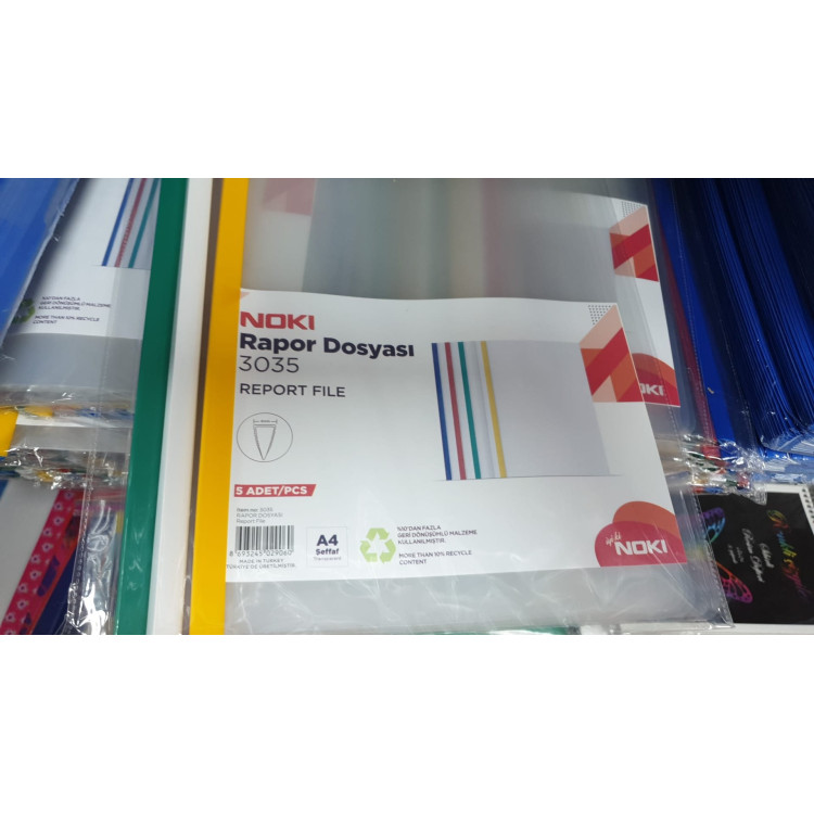 NOKİ 3035 SIKIŞTIRMALI A4 RAPOR DOSYASI 5Lİ *K NOKİ 3035 SIKIŞTIRMALI A4 RAPOR DOSYASI 5Lİ *K