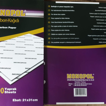 MONOPOL 3105 KARBON KAĞIDI BEYAZ 21X31 (BOX100)  MONOPOL 3105 KARBON KAĞIDI BEYAZ 21X31 (BOX100)