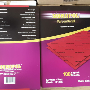 MONOPOL 3106 KARBON KAĞIDI KIRMIZI 21X31 (BOX100) a4 MONOPOL 3106 KARBON KAĞIDI KIRMIZI 21X31 (BOX100) a4
