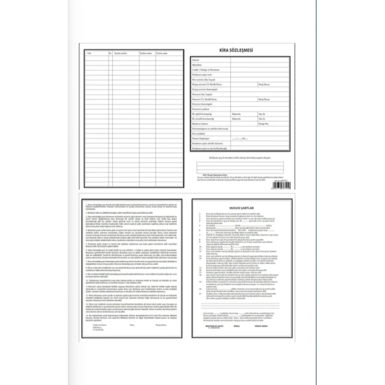 PASTEL Kira Kontratı (Sözleşmesi)  100LÜ