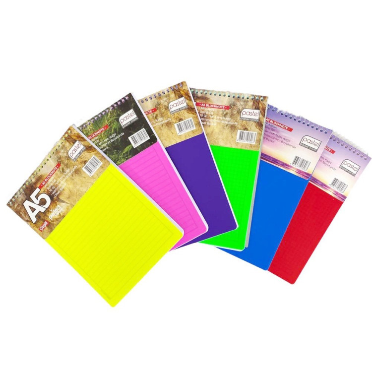 PASTEL A5 SPİRALLİ PP KAPAK BLOKNOT DEFTERİ ÇİZGİLİ (BOX6) PASTEL A5 SPİRALLİ PP KAPAK BLOKNOT DEFTERİ ÇİZGİLİ (BOX6)
