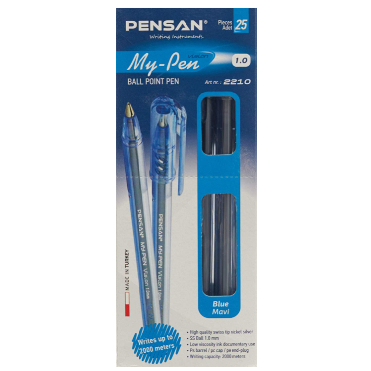 PENSAN 2210 MY-PEN TÜKENMEZ KALEM 1.0MM MAVİ (BOX25)