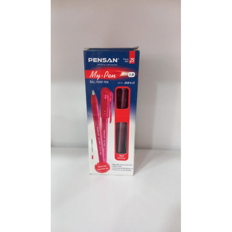 PENSAN 2210 MY-PEN TÜKENMEZ KALEM 1.0MM (BOX25) KIRMIZI *K