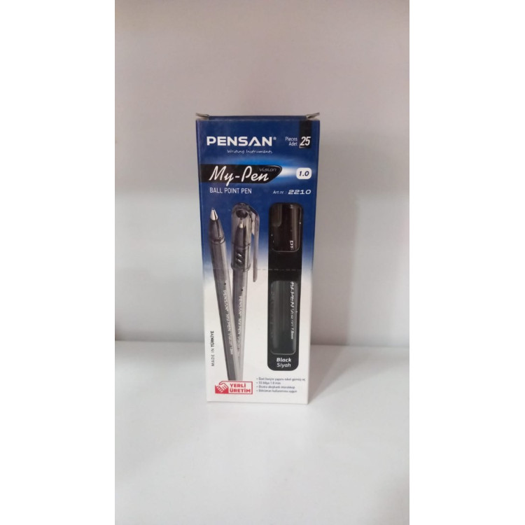 PENSAN 2210 MY-PEN TÜKENMEZ KALEM 1.0MM SİYAH (BOX25)