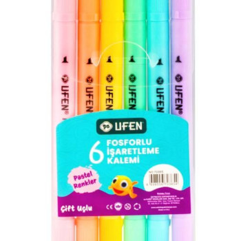 UFEN FOSFORLU İŞARETLEME ÇİFT UÇLU KALEMİ PASTEL 6LI UFEN FOSFORLU İŞARETLEME ÇİFT UÇLU KALEMİ PASTEL 6LI