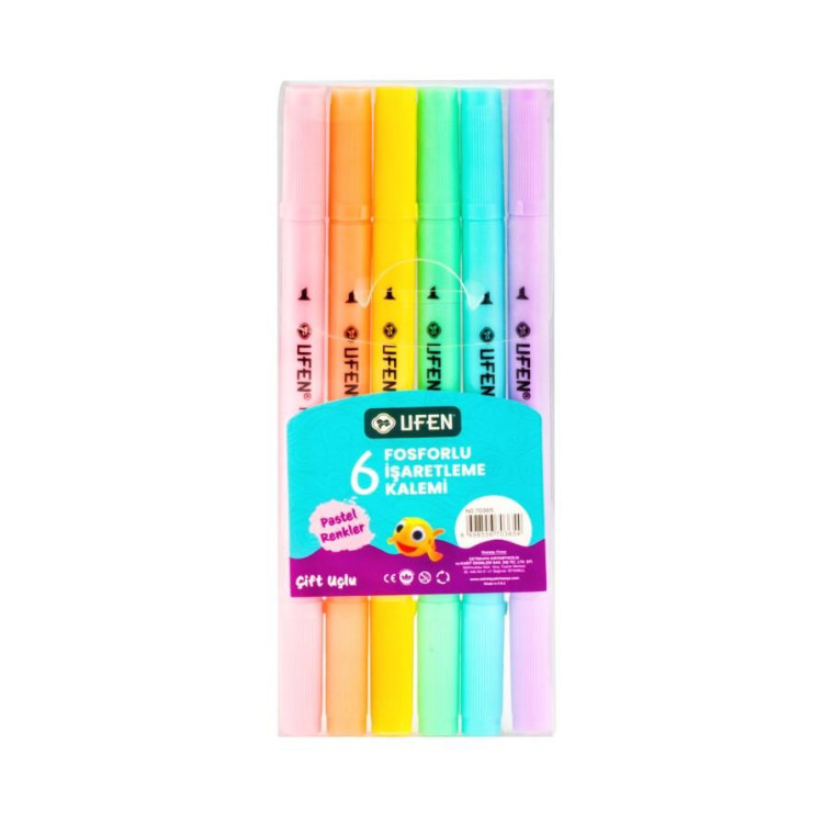 UFEN FOSFORLU İŞARETLEME ÇİFT UÇLU KALEMİ PASTEL 6LI