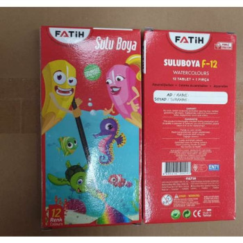 Fatih F-12 Sulu Boya 12 Renk Big Size (BOX12) Fatih F-12 Sulu Boya 12 Renk Big Size (BOX12)