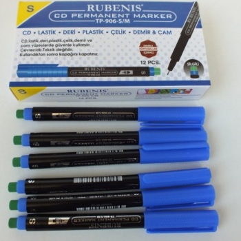 RUBENİS TP906-S/M CD ASETAT KALEMİ (BOX12) MAVİ RUBENİS TP906-S/M CD ASETAT KALEMİ (BOX12) MAVİ