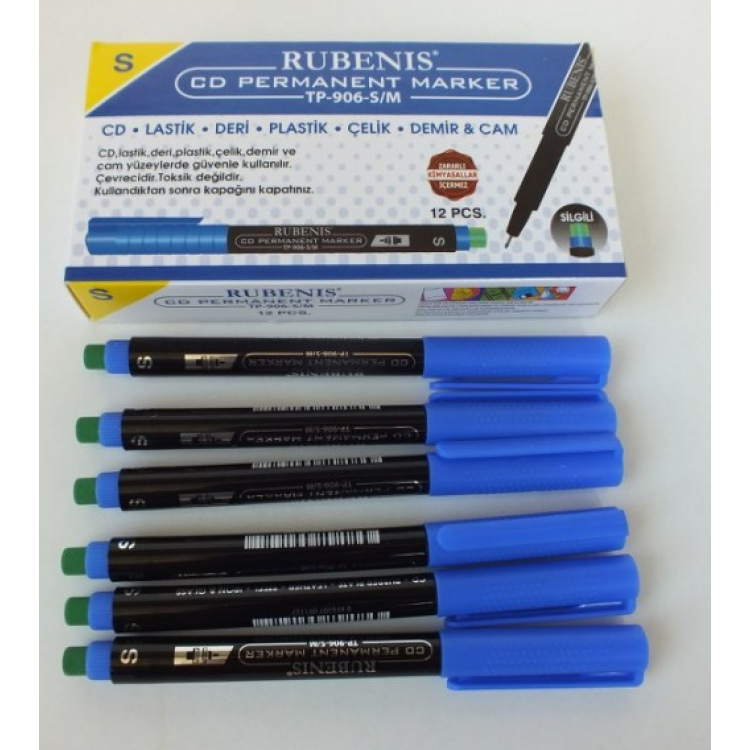 RUBENİS TP906-S/M CD ASETAT KALEMİ (BOX12) MAVİ