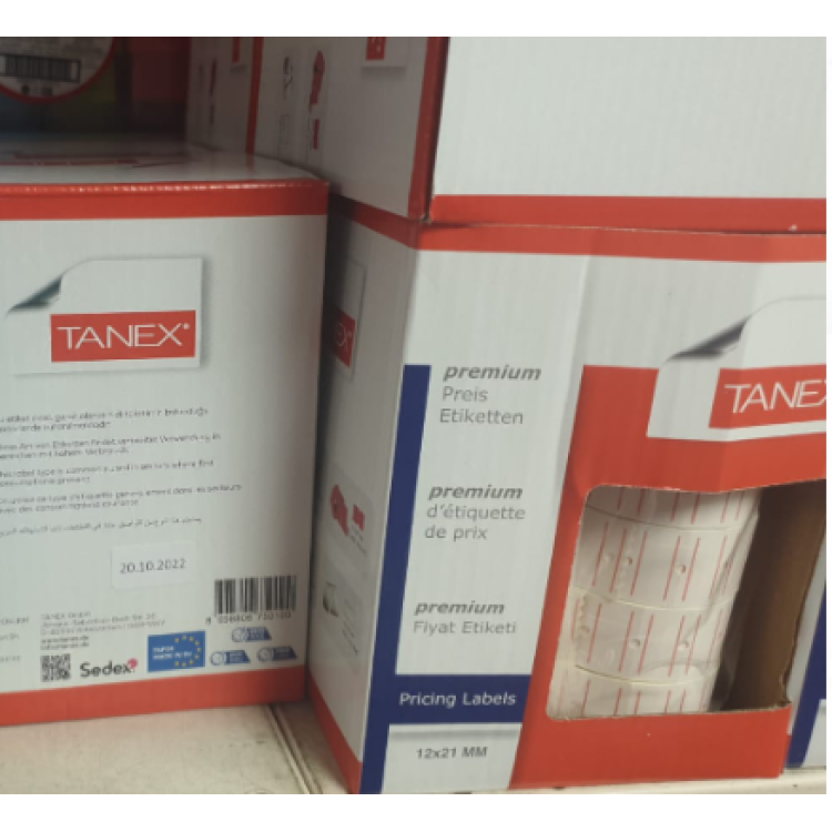 TANEX BEYAZ FİYAT ETİKETİ 12X21MM 24LÜ