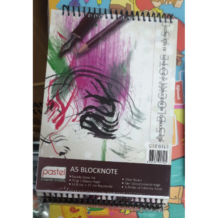 PASTEL A5 SPİRALLİ KK BLOKNOT ÇİZGİLİ (BOX6) 8697631913162