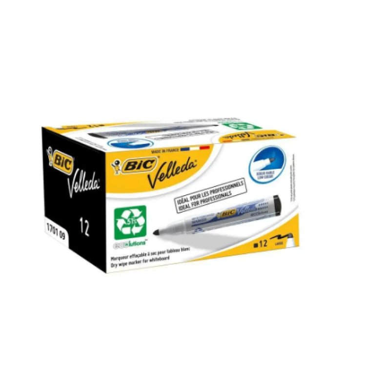 BİC 1701 VELLEDA TAHTA KALEMİ SİYAH 12Lİ