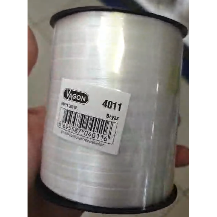 VAGON Rafya Şerit 8mm Pastel -Beyaz- 23 nisan VAGON Rafya Şerit 8mm Pastel -Beyaz- 23 nisan