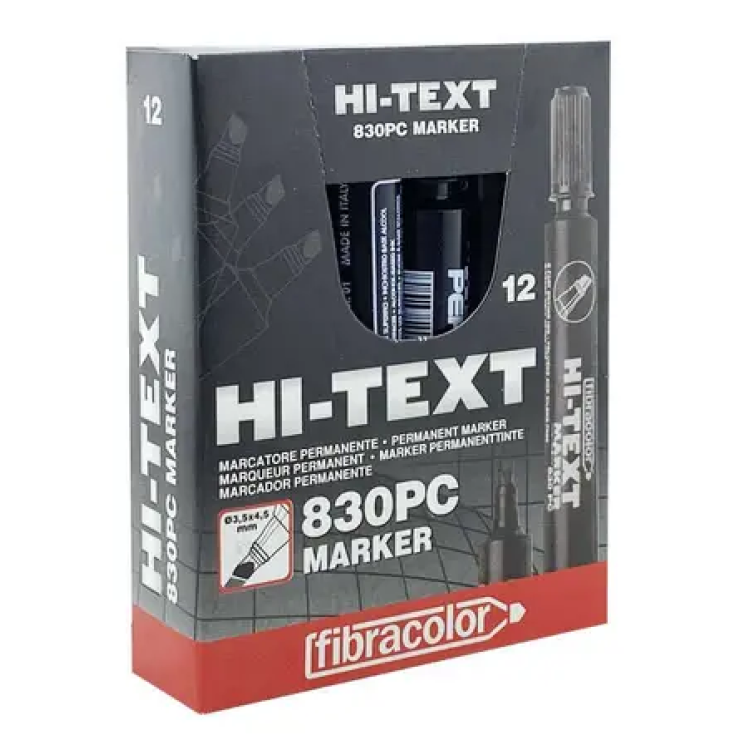 Hİ-TEXT 830PC KOLİ KALEMİ KESİK UÇ 12Lİ SİYAH*K