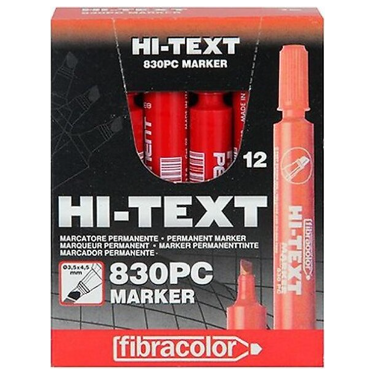 Hİ-TEXT 830PC KOLİ KALEMİ KESİK UÇ 12Lİ KIRMIZI