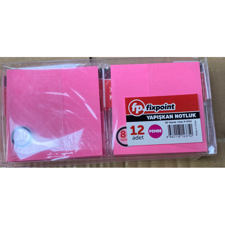 FİXPOİNT P-3743 POST-İT YAPIŞKANLI KAĞIT 80YP KARE PEMBE (BOX12)