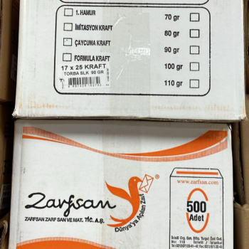 ZARFSAN KRAFT SİLİKONLU TORBA ZARF 17x25 500'LÜ ZARFSAN KRAFT SİLİKONLU TORBA ZARF 17x25 500'LÜ