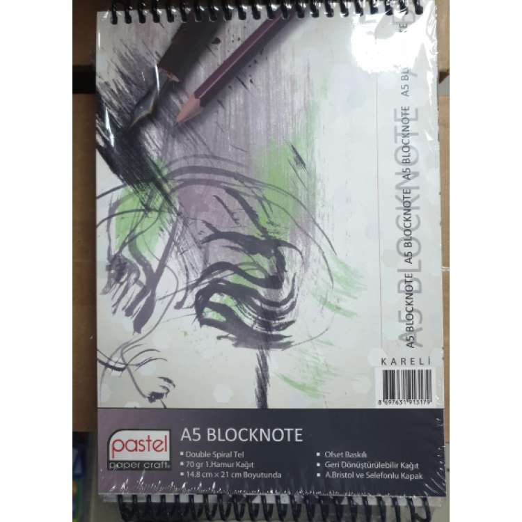 PASTEL A5 SPİRALLİ KK BLOKNOT KARELİ (BOX6) 8697631913179