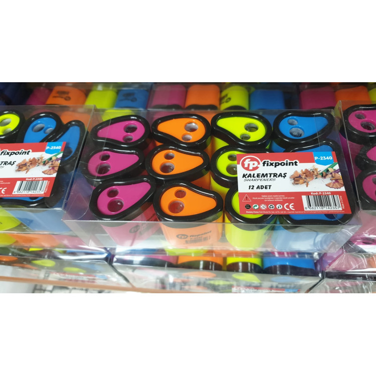 FİXPOİNT P-2340 DAMLA ÇİFT HAZNELİ KALEMTRAŞ (BOX12)