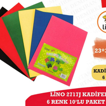 LİNO 2717J KADİFELİ KAĞIT 6 RENK 10LU PAKET 23X33CM LİNO 2717J KADİFELİ KAĞIT 6 RENK 10LU PAKET 23X33CM