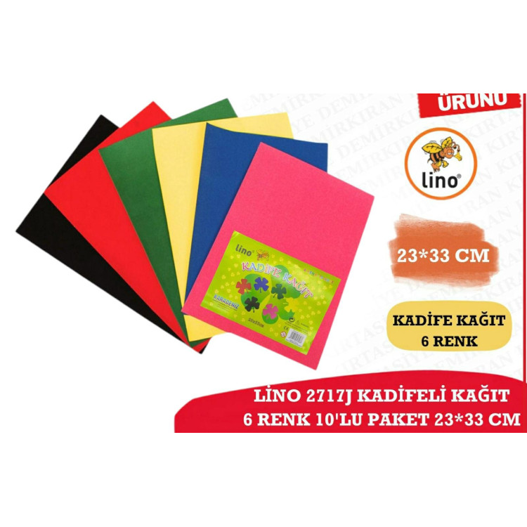 LİNO 2717J KADİFELİ KAĞIT 6 RENK 10LU PAKET 23X33CM
