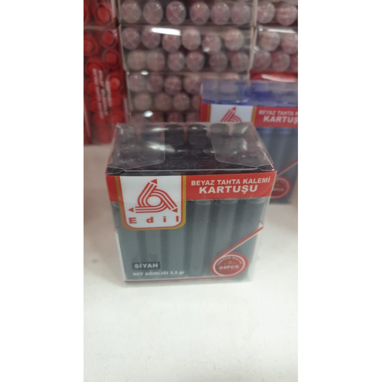 EDİL EL-0012 TAHTAKALEMİ KARTUŞU SİYAH (BOX24)*K