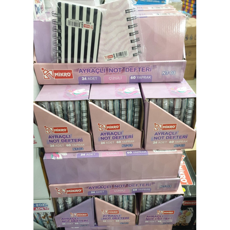 MİKRO NT-03 AYRAÇLI NOT DEFTERİ 60YP ÇİZGİLİ 8x10cm (BOX24)