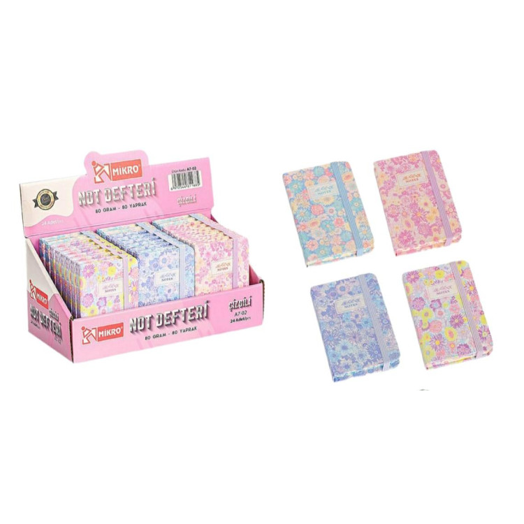 MİKRO A7-02 NOT DEFTERİ ÇİZGİLİ 80GR 80YP. LASTİKLİ 24LÜ