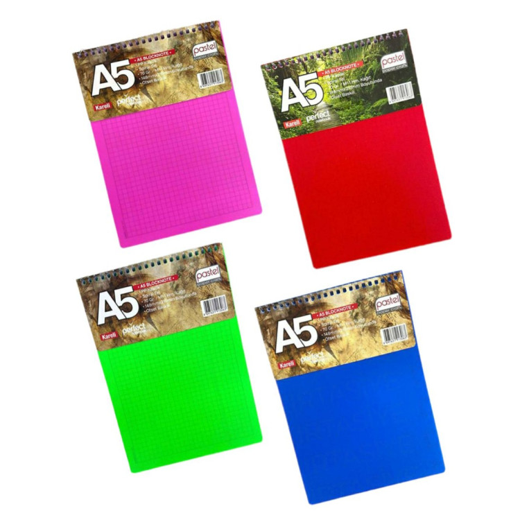 PASTEL A5 SPİRALLİ PP KAPAK BLOKNOT DEFTERİ KARELİ (BOX6)