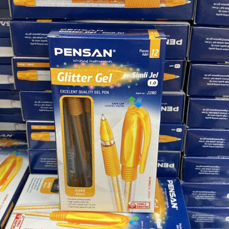 PENSAN 2280 GLİTTER SİMLİ GEL 1.0MM GOLD 12Lİ