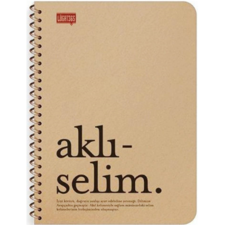 KRAFT KAPAK SPİRALLİ ÇİZGİLİ DEFTER 16X22CM 80YP -AKLISELİM-