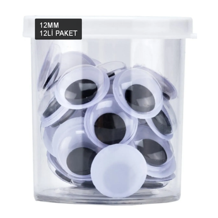 PİXPOİNT P-6492 12 MM RENKLİ OYNAR GÖZ 12Lİ