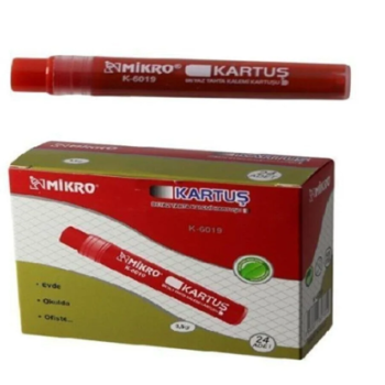 MİKRO K-6019K TAHTAKALEMİ KARTUŞU KIRMIZI (BOX24) MİKRO K-6019K TAHTAKALEMİ KARTUŞU KIRMIZI (BOX24)