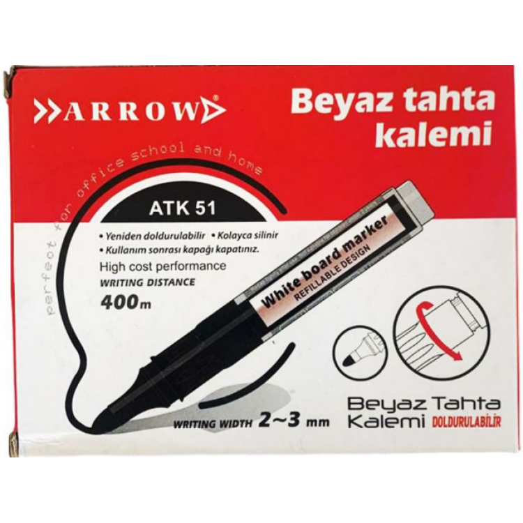 ARROW ATK-51 DOLDURULABİLİR TAHTA KALEMİ SİYAH 12Lİ