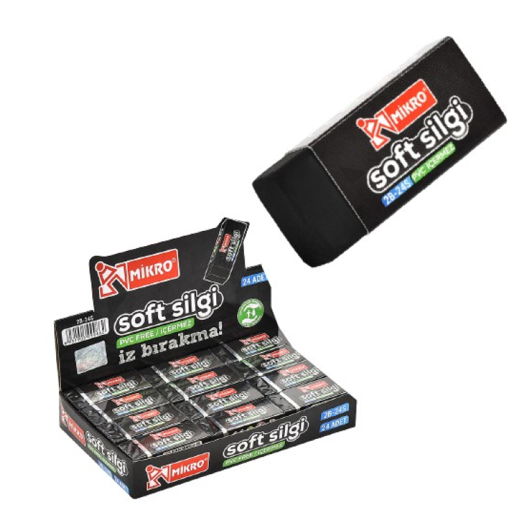 MİKRO 2B-24BL SİYAH  SOFT SİLGİ 24LÜ