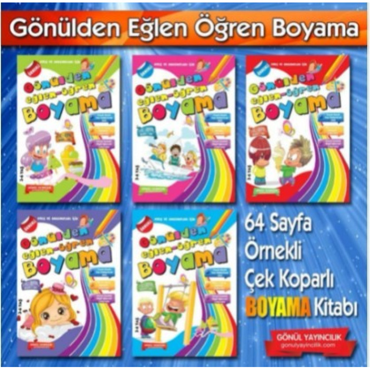 GÖNÜLDEN EĞLEN ÖĞREN BOYAMA KİTABI 64SY 5Lİ SET *D