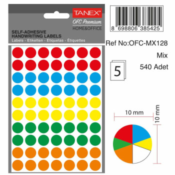 TANEX OFC-128 BEYAZ OFİS ETİKETİ 10'LU TANEX OFC-128 BEYAZ OFİS ETİKETİ 10'LU