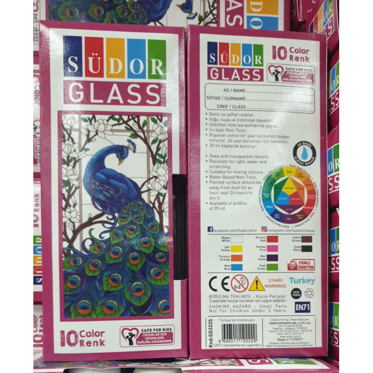SÜDOR SD3225 10 RENK CAM BOYA ŞİŞE *K