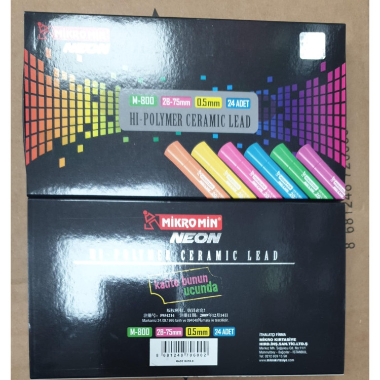 MİKRO M-800 20Lİ TÜP 05 MİN VERSATİL UÇ HI-POLYMER CERAMİC LEAD 2B-75MM (24TÜP)