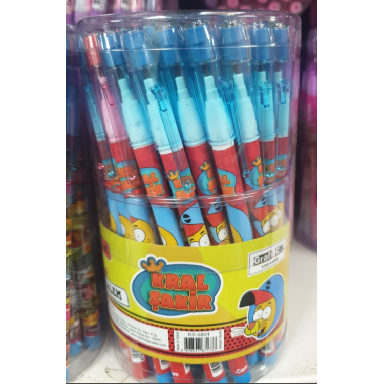 KRAL ŞAKİR KS-5804 SİLGİLİ GEÇMELİ YUMURTLAYAN KALEM 50Lİ