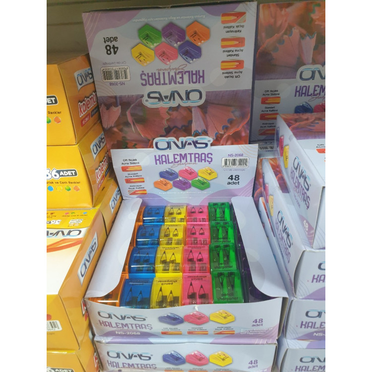 ONAS NS-2068 ÇİFTLİ KAPAKLI KALEMTRAŞ 48Lİ