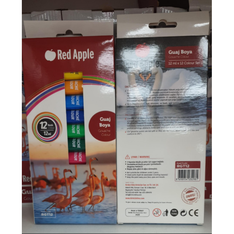 REDAPPLE RGT12 TÜP 12ML 12 RENK GUAJ BOYA