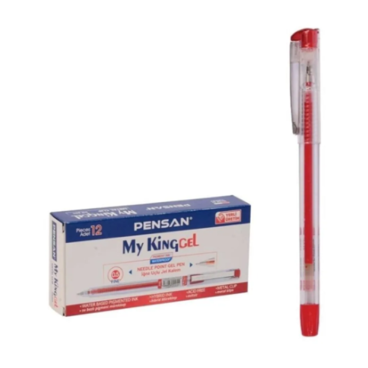 PENSAN 6405 MY-KİNG 0.5 İĞNE UÇLU JEL KALEM 12Lİ KIRMIZI