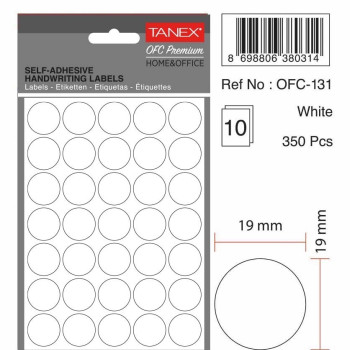 TANEX OFC-131 BEYAZ OFİS ETİKETİ 10'LU TANEX OFC-131 BEYAZ OFİS ETİKETİ 10'LU