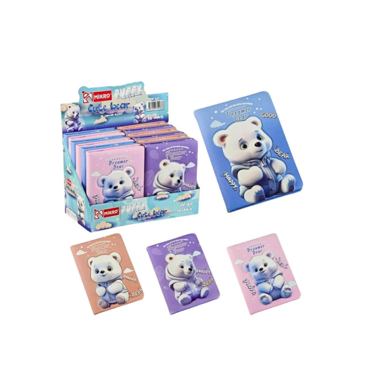 MİKRO PUFFY PF-20 CUTE BEAR 13X18CM NOT DEFTERI 96YP 12Lİ MİKRO PUFFY PF-20 CUTE BEAR 13X18CM NOT DEFTERI 96YP 12Lİ