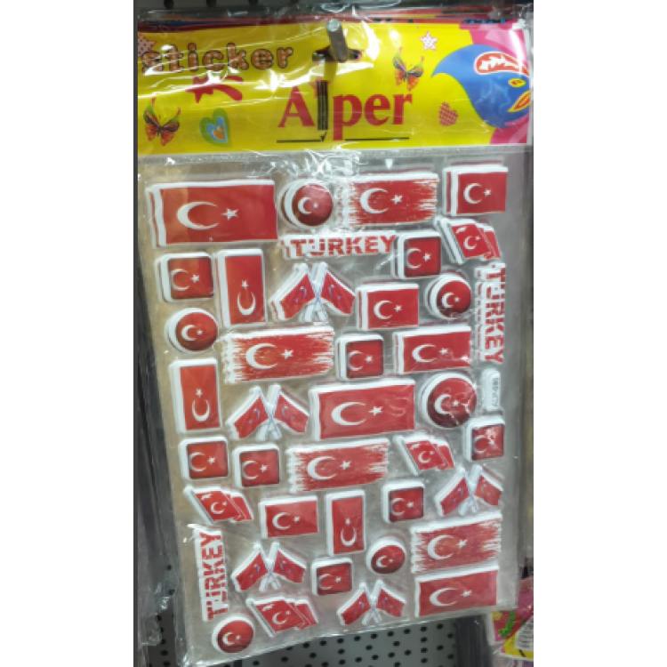 STİCKER A4 BÜYÜK KARIŞIK BAYRAK 10LU