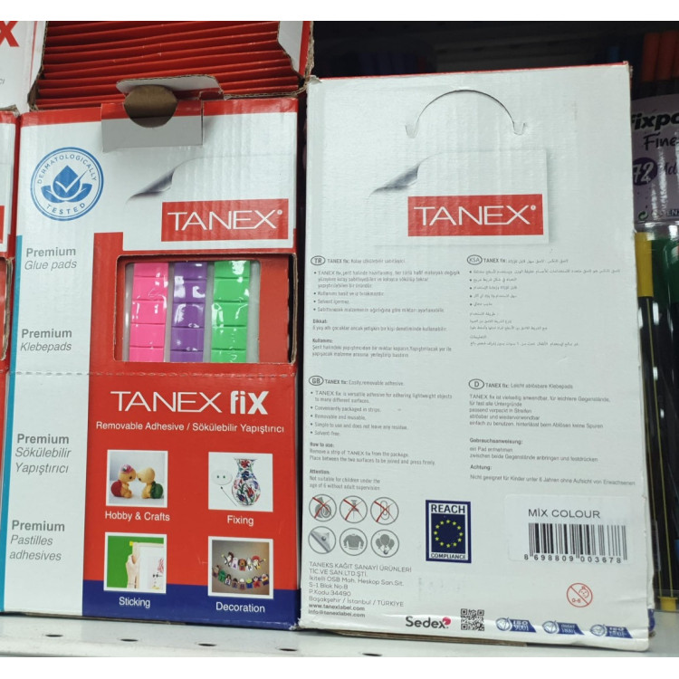 TANEX 5050 FIX TACK-İT HAMUR YAPIŞTIRICI REKLİ MİX COLOUR 50GR (BOX24)