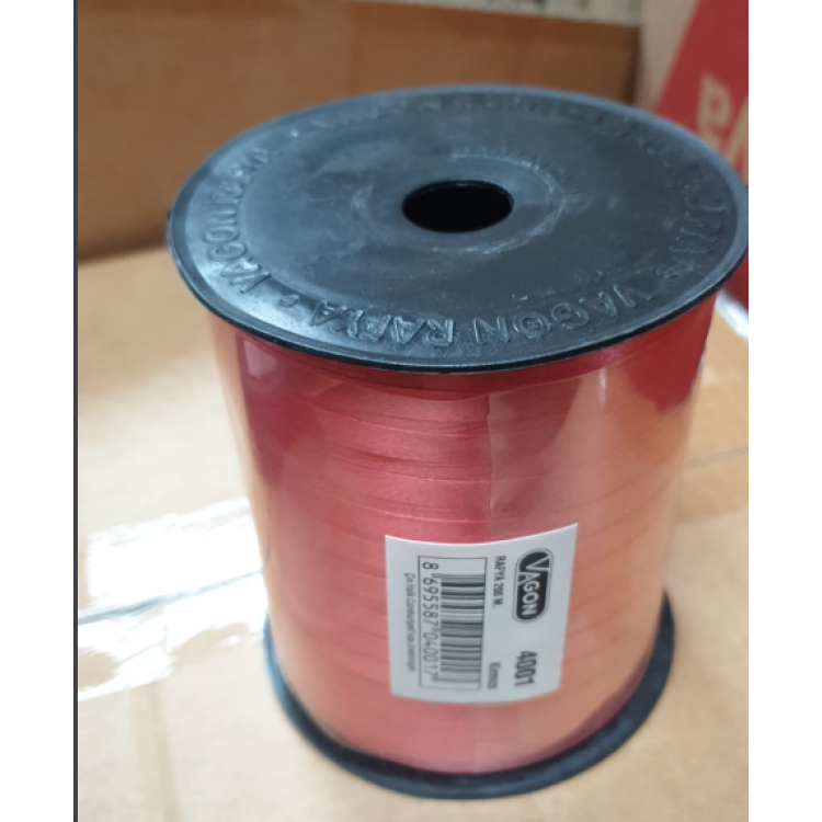 VAGON Rafya Şerit 8mm Pastel -Kırmızı- 23 nisan